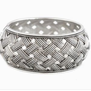 Weave Silver Color Bangle Bracelet